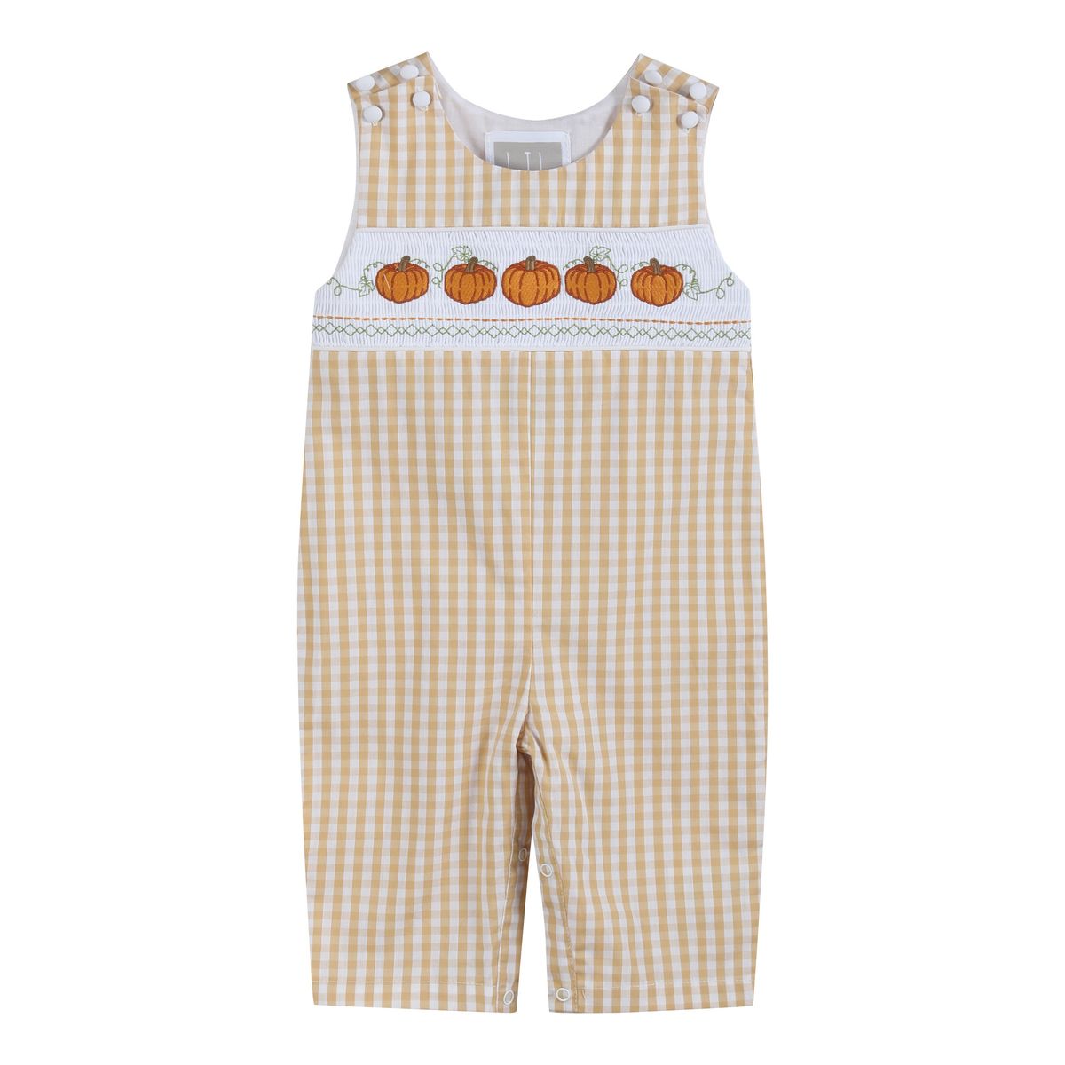 Gingham Pumpkin Overall Romper