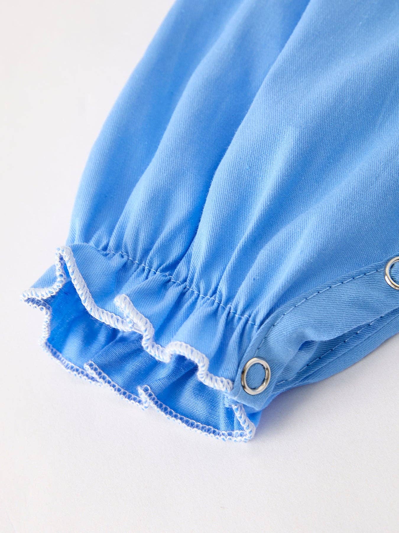 Blue Pumpkin Smock Embroidery Romper