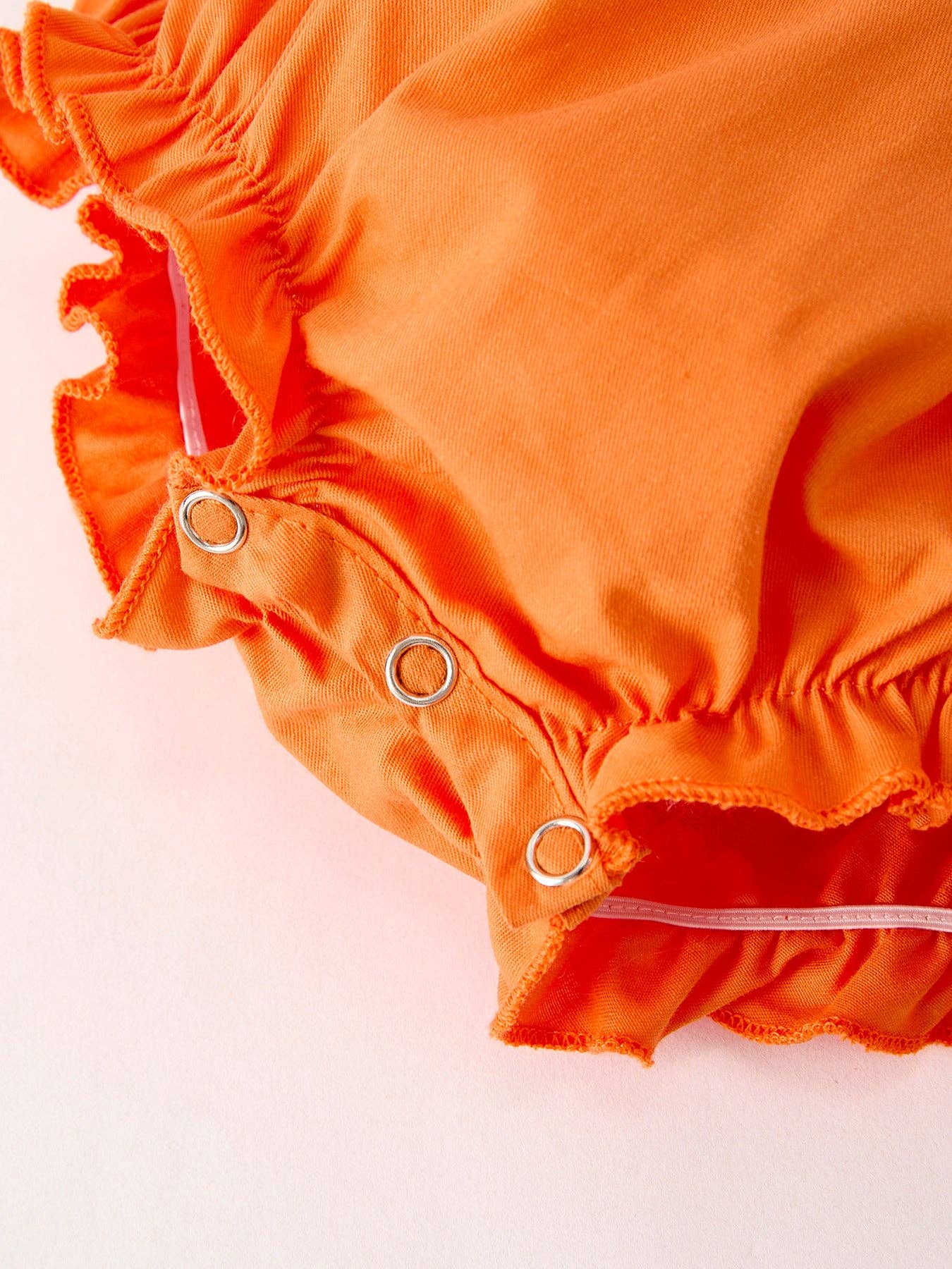 Orange Pumpkin Embroidery Smock Bubble