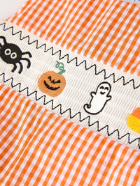 Orange Halloween Embroidery Smock Longall