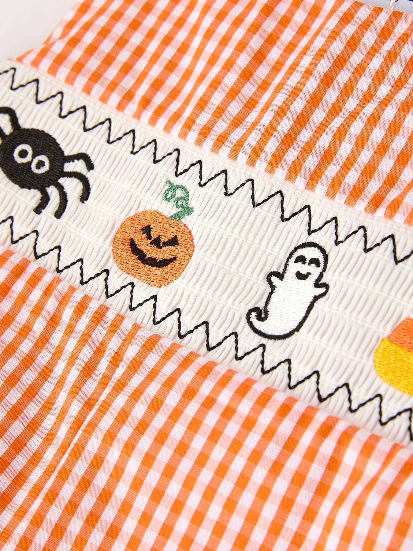 Orange Halloween Embroidery Smock Longall