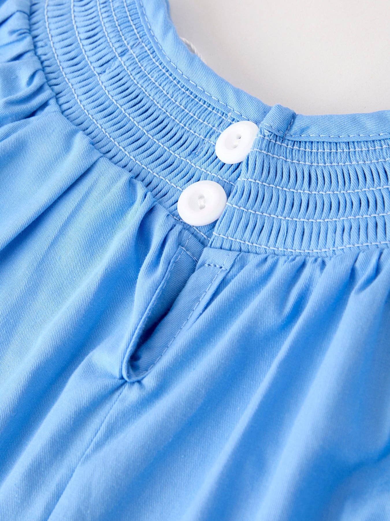 Blue Pumpkin Smock Embroidery Romper