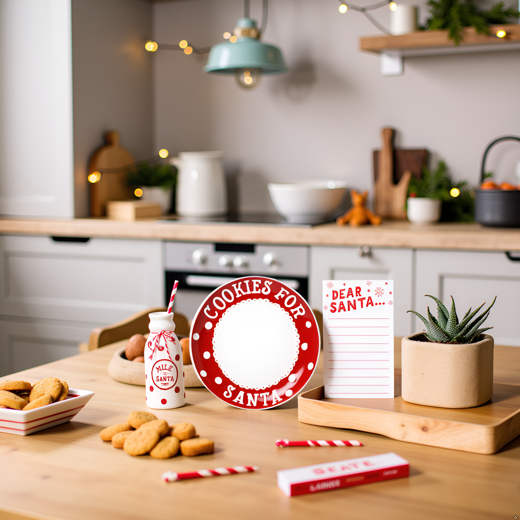 Christmas Santa's Milk Jug, Plate and Dear Santa Notepad Set