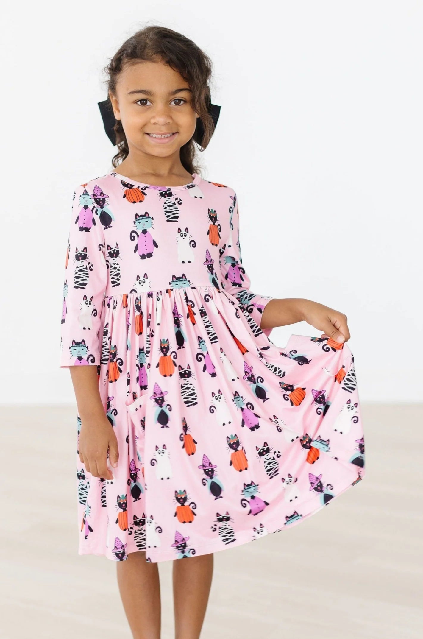 Purr-fectly Spooky 3/4 Sleeve Twirl Bodysuit