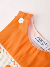 Orange Pumpkin Embroidery Smock Longall