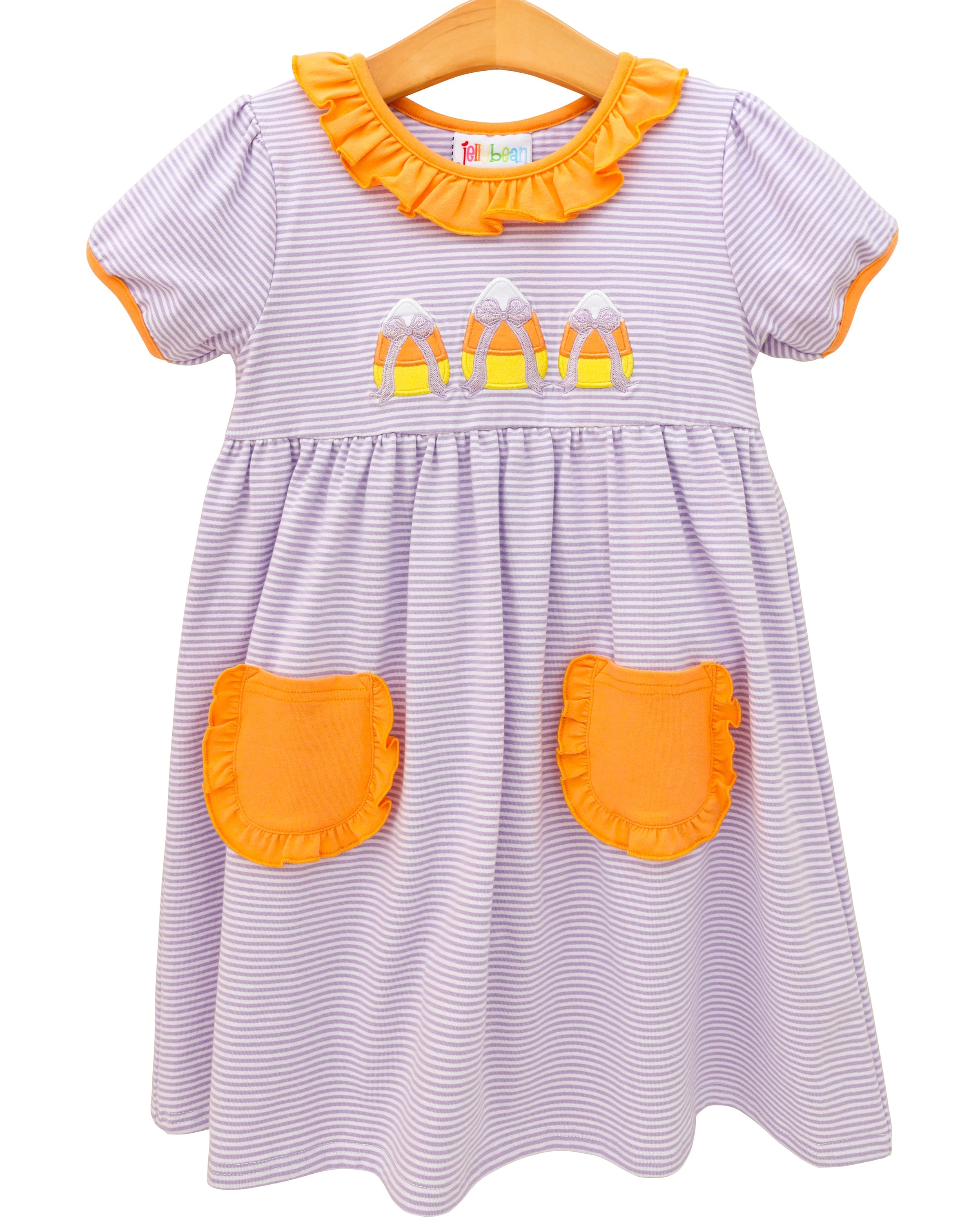 Sweet As Candy Corn Ruffle Pocket Dress
