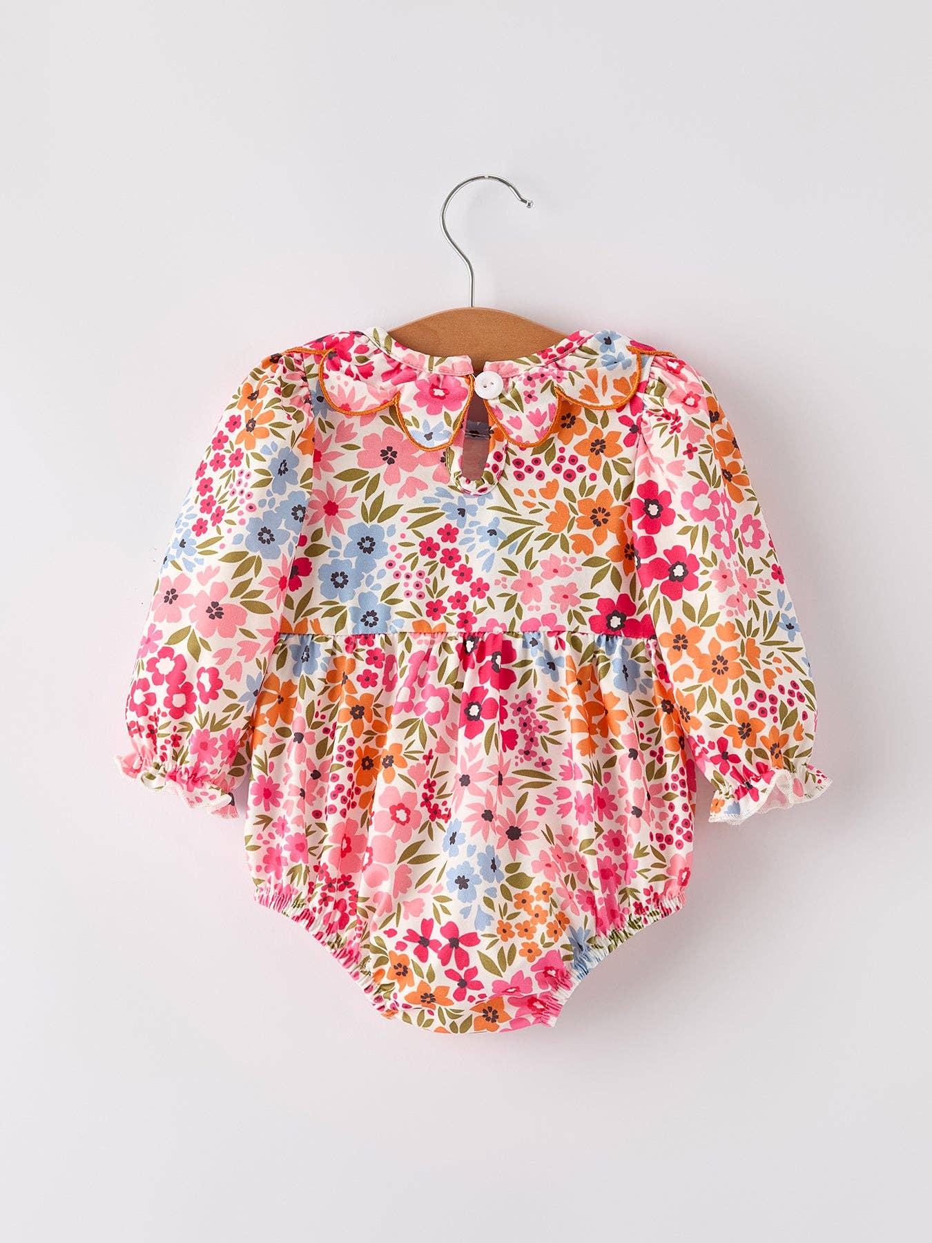 Pumpkin Bow Embroidered Smock Bubble