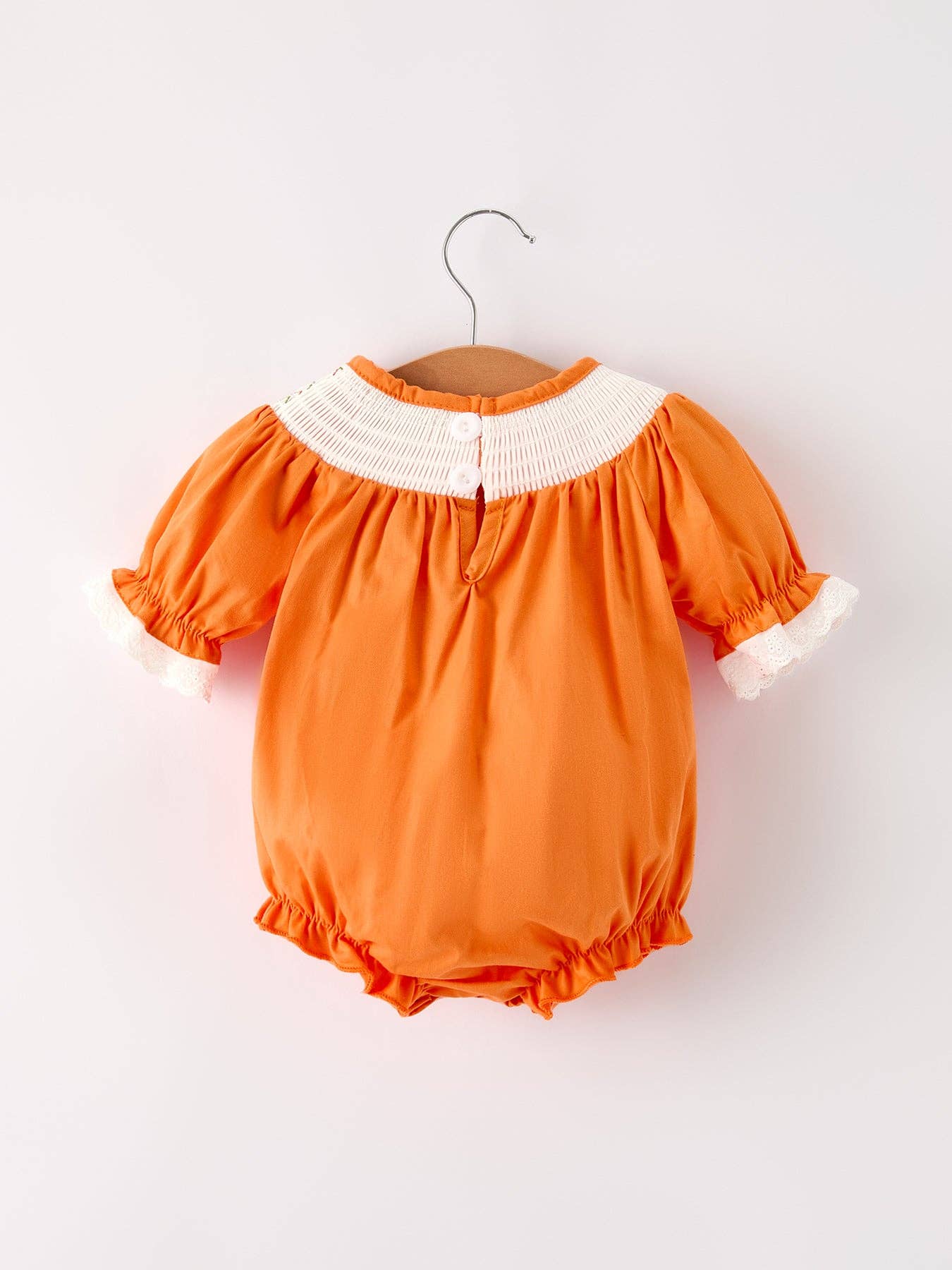 Orange Pumpkin Embroidery Smock Bubble