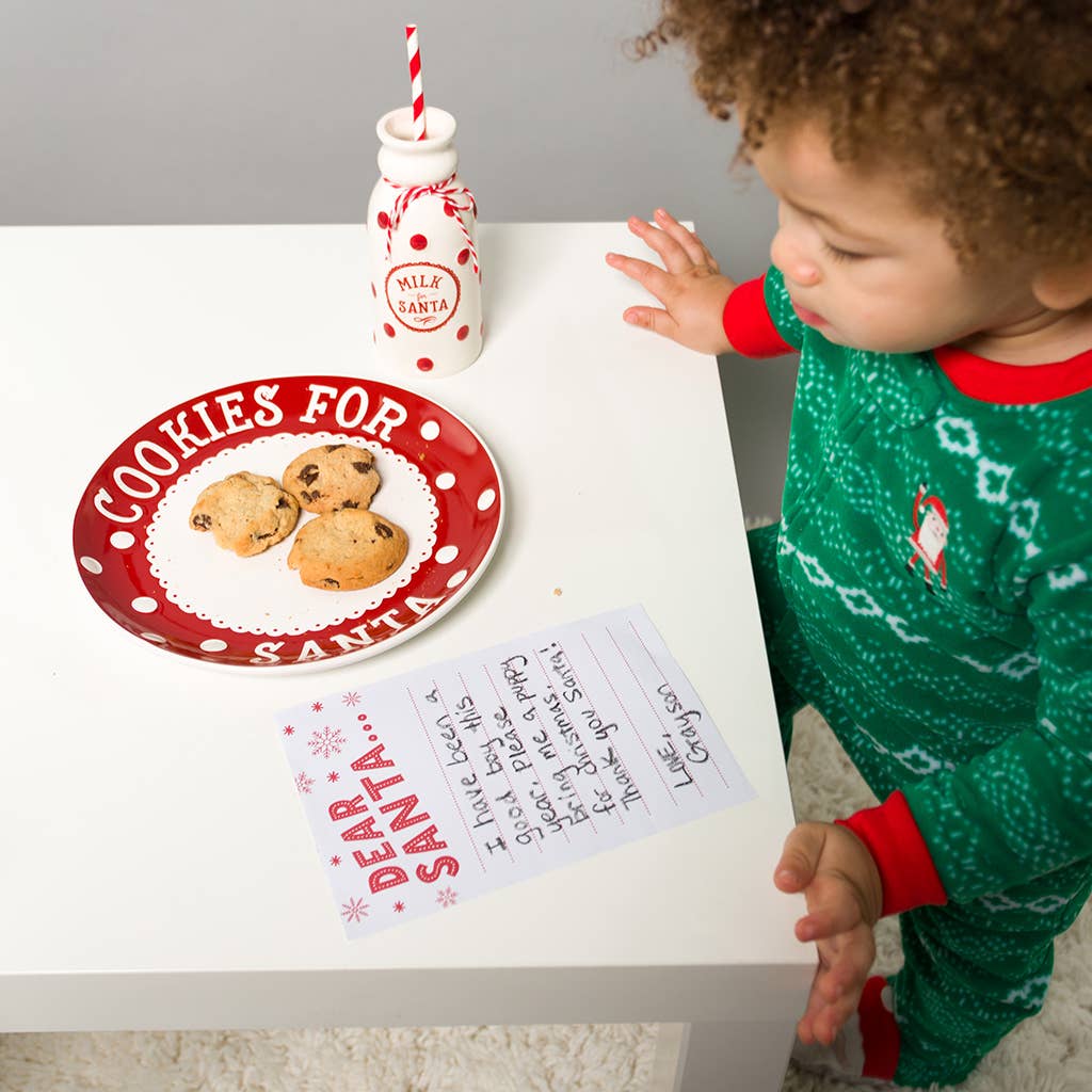 Christmas Santa's Milk Jug, Plate and Dear Santa Notepad Set