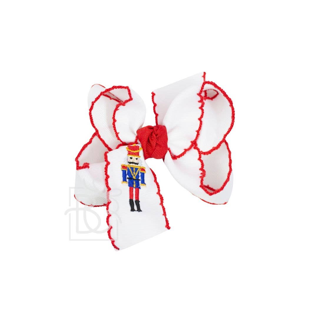 Embroidered Classic Nutcracker Bow on Clip