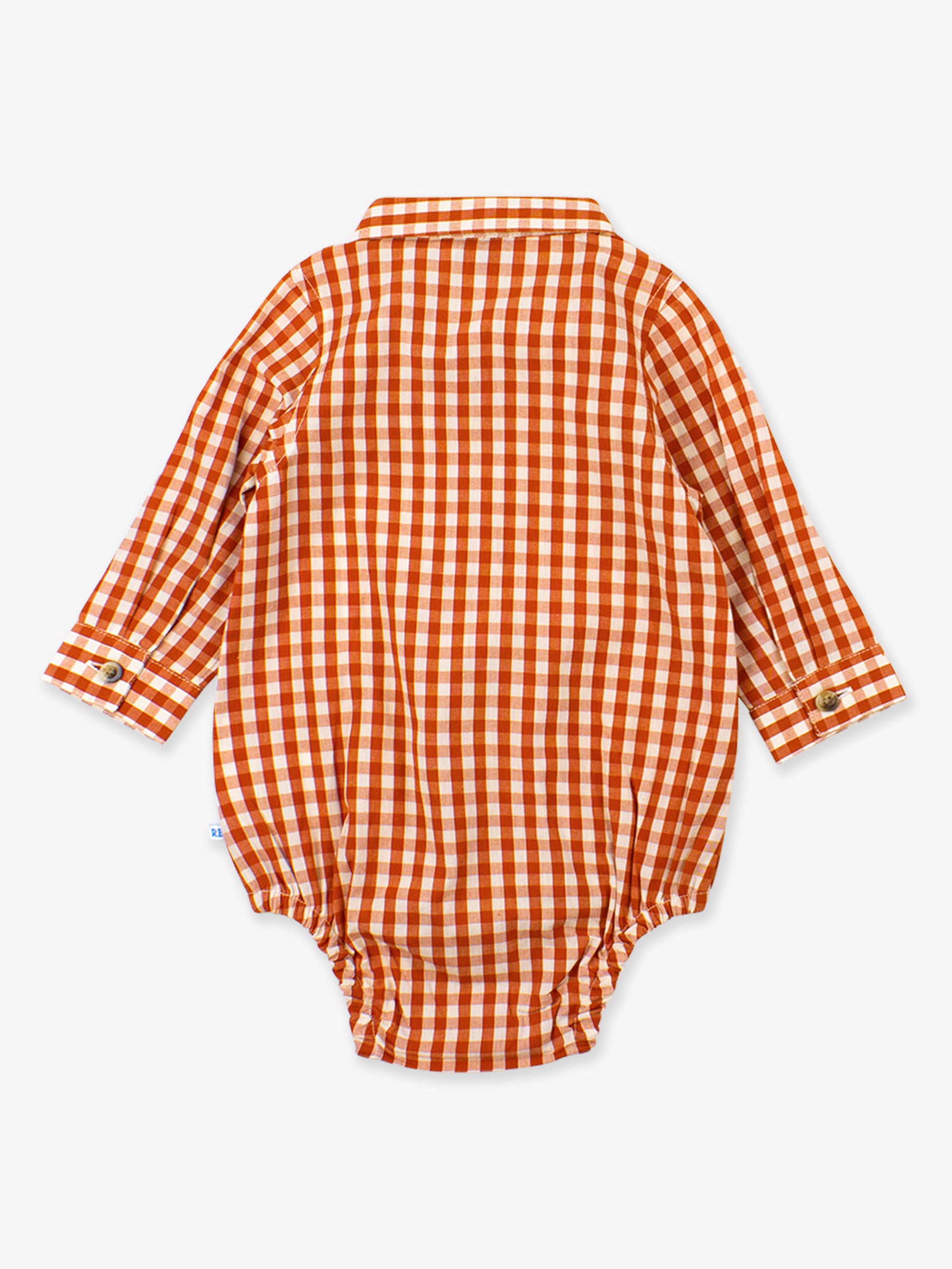 Rust Gingham Long Sleeve Button Down Bodysuit