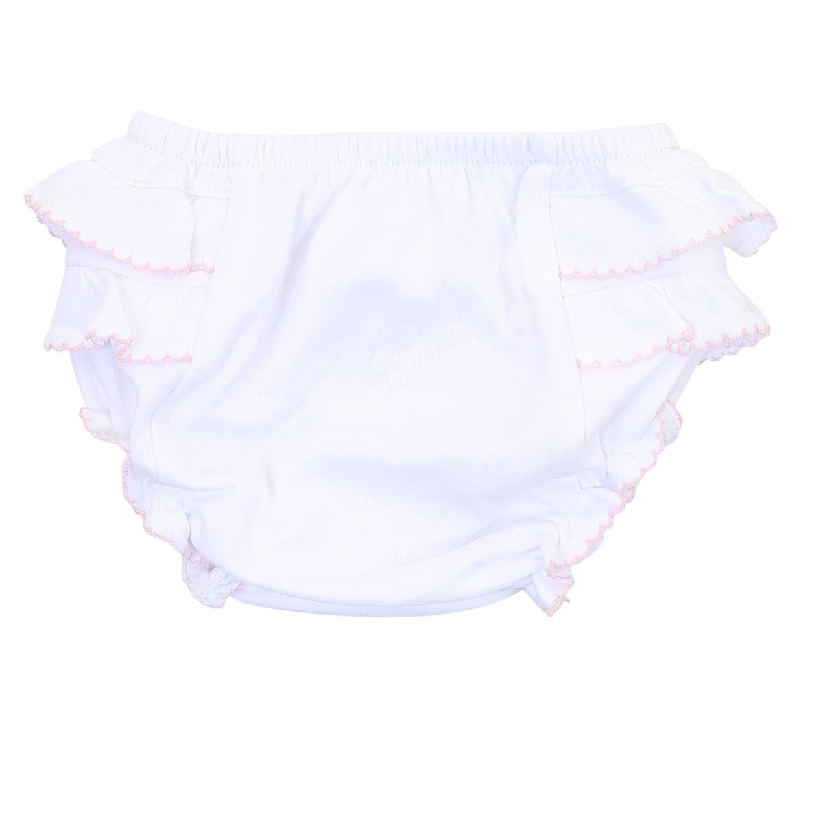 Essentials Diaper Cover with Pink Trim Ruffles