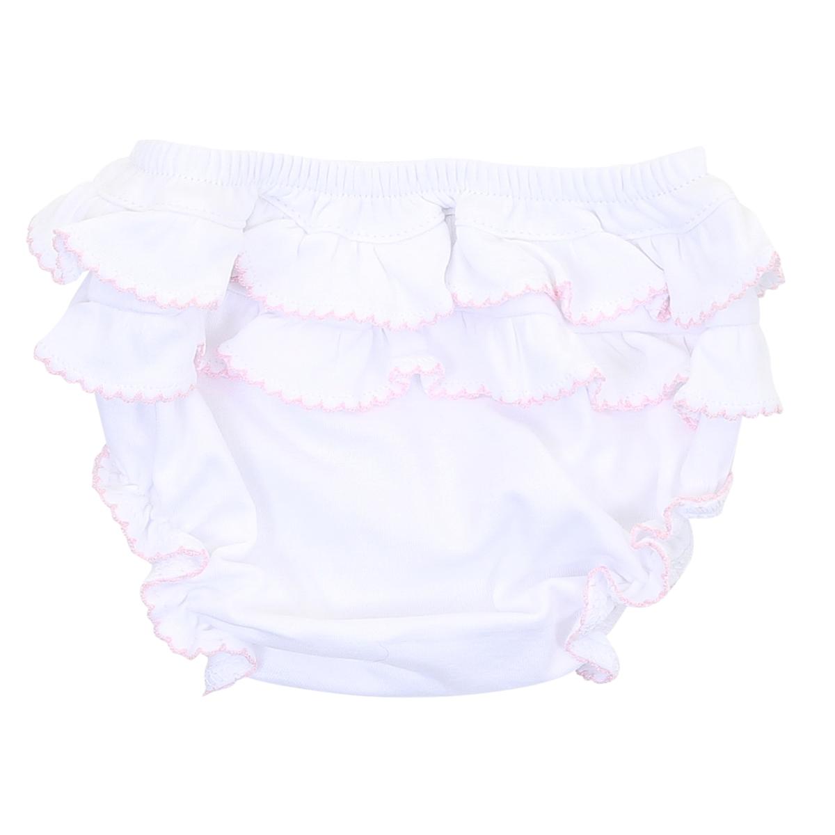 Essentials Diaper Cover with Pink Trim Ruffles