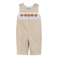 Gingham Pumpkin Overall Romper