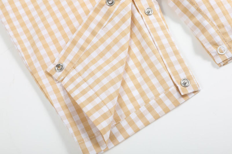 Gingham Pumpkin Overall Romper