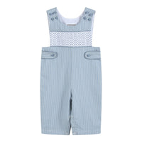 Light Blue Pinstripe Smocked Jon Jon Romper