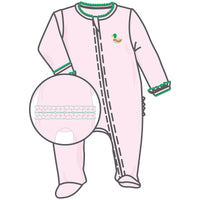 Mini Mallard Pink Ruffle Zipper Footie