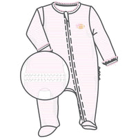Tiny Touchdown Pink Embroidered Ruffle Footie