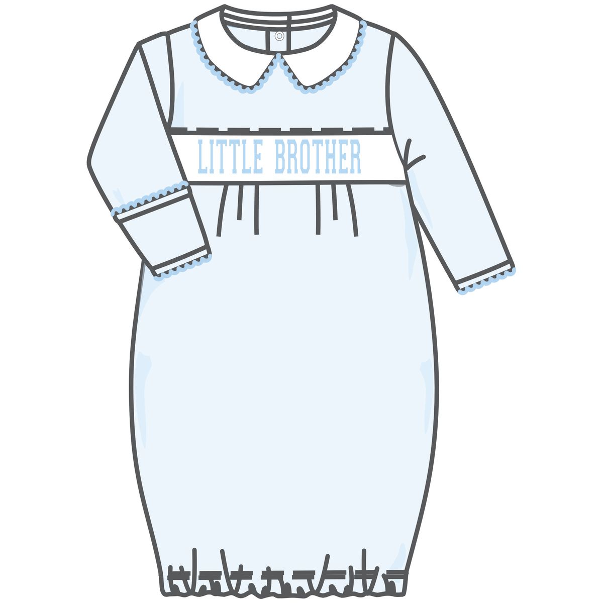 Little Brother Smocked Gathered Gown