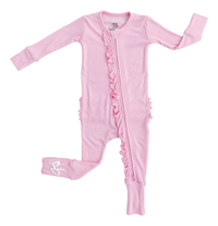 Pink Pointelle Ruffle Convertible Romper
