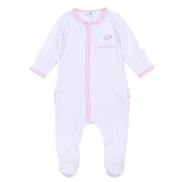 Santa Baby First Christmas Ruffle Zip Footie - Pink
