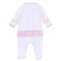 Santa Baby First Christmas Ruffle Zip Footie - Pink