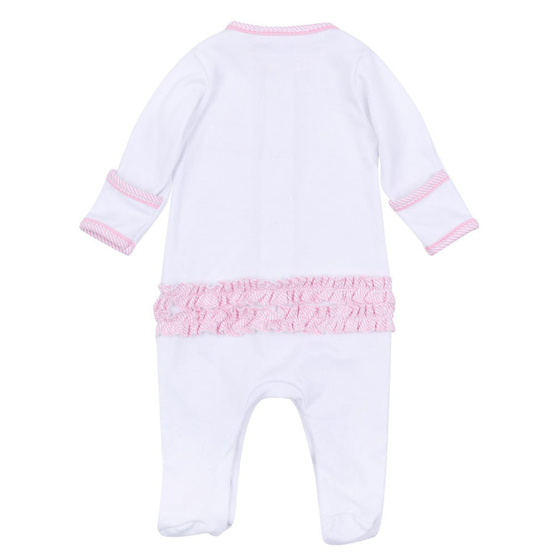 Santa Baby First Christmas Ruffle Zip Footie - Pink