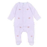 Touchdown Cutie Pink Embroidered Ruffle Footie