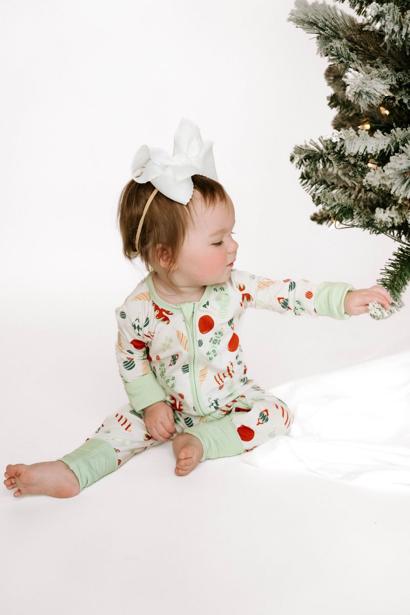 Christmas Baubles Zipper Romper