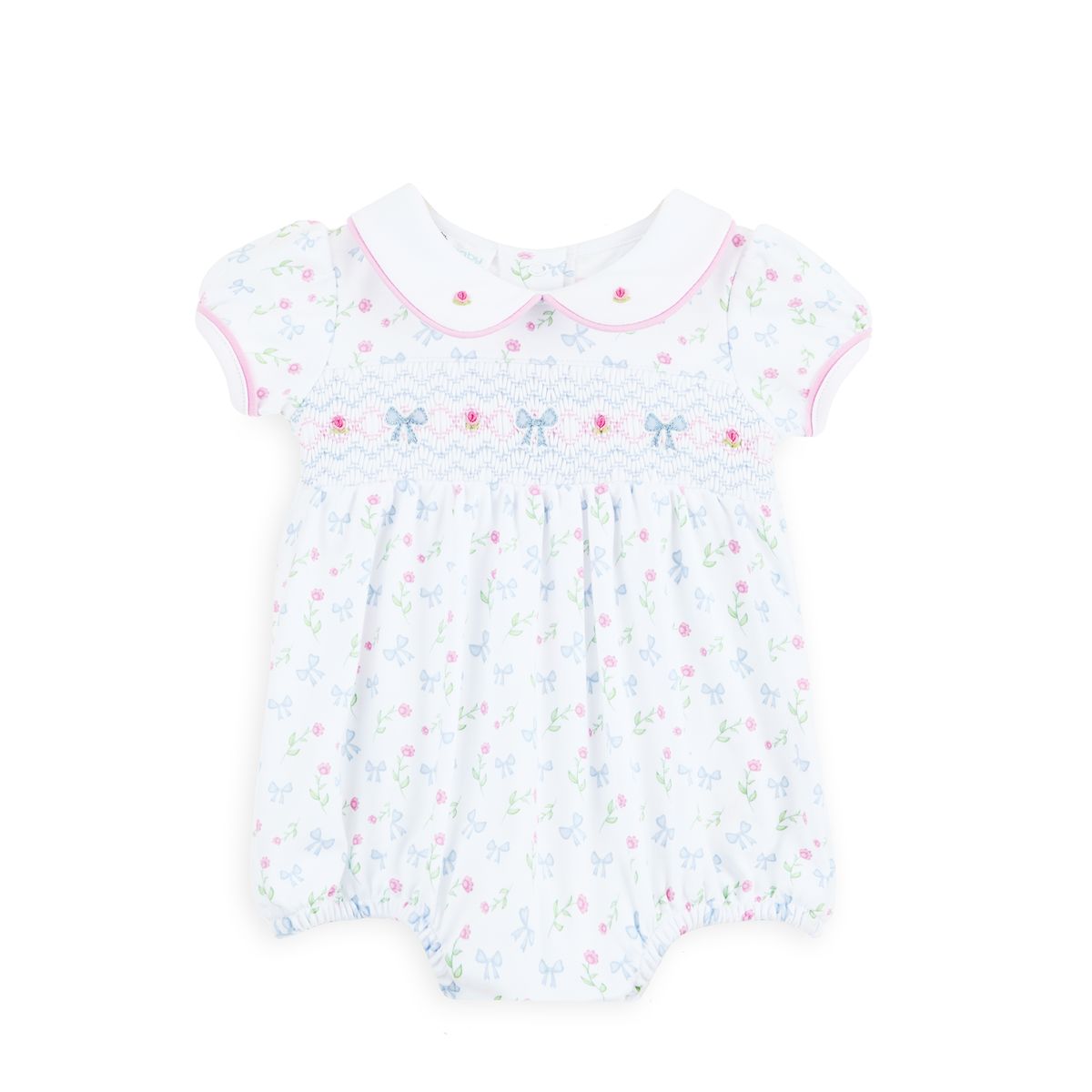 Evelyn's Classics Sky Blue Smocked Collared Bubble