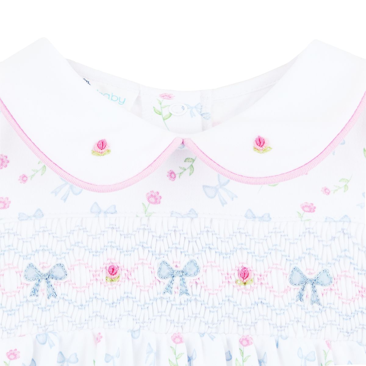 Evelyn's Classics Sky Blue Smocked Collared Bubble