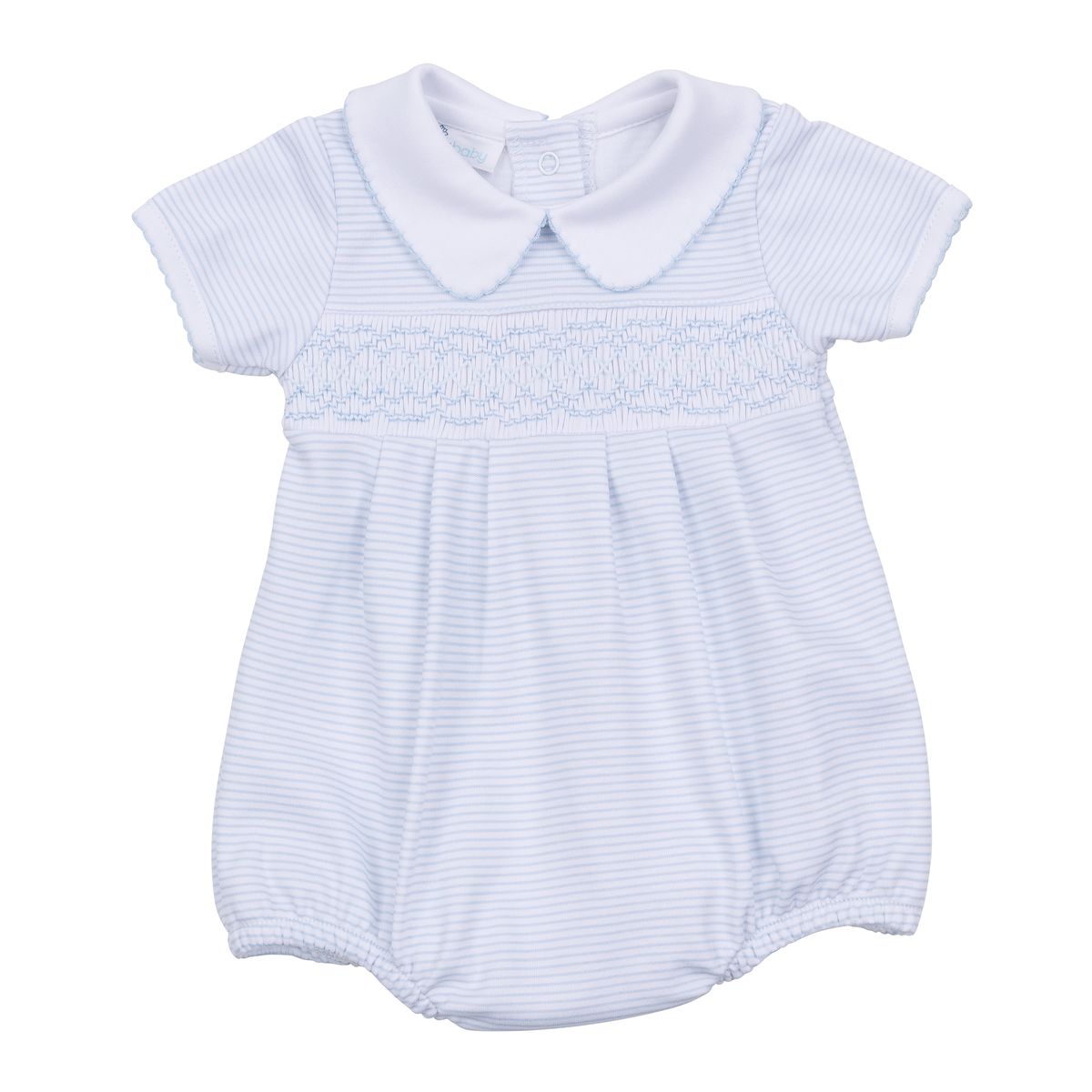 Mini Stripes Light Blue Smocked Collared Bubble