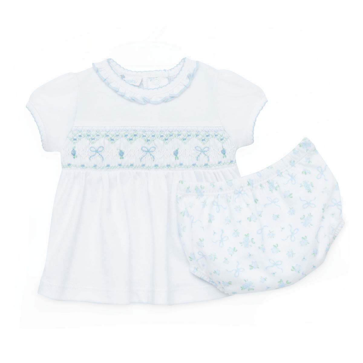 Eloise's Classics Sky Blue Smocked Ruffle Diaper Cover Set
