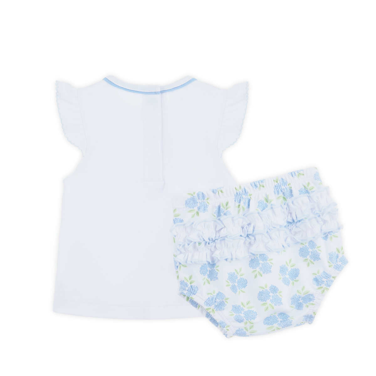 Dreamy Hydrangeas Sky Blue Ruffle Diaper Cover Set