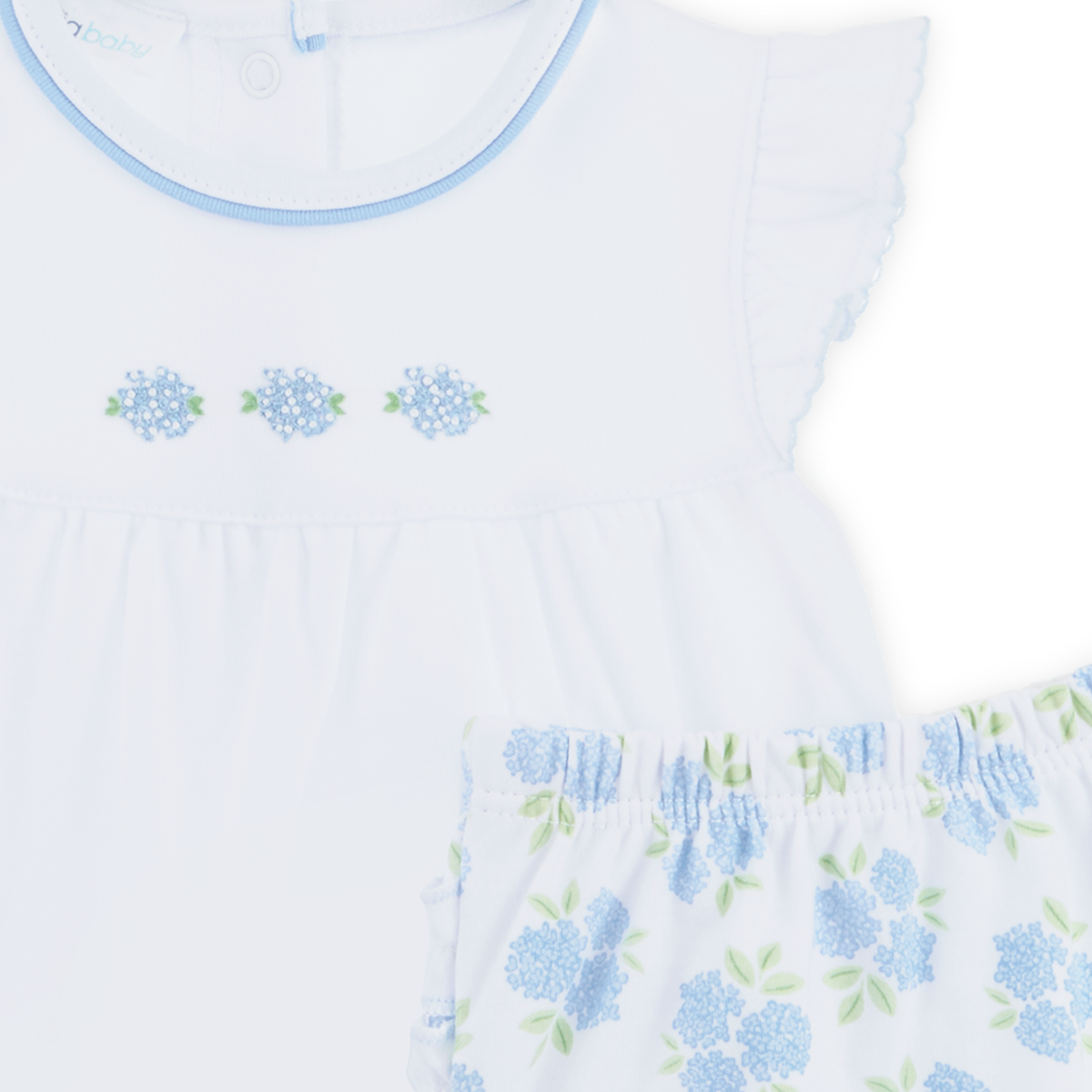 Dreamy Hydrangeas Sky Blue Ruffle Diaper Cover Set