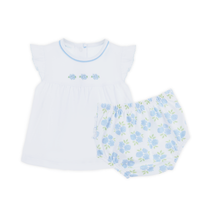 Dreamy Hydrangeas Sky Blue Ruffle Diaper Cover Set