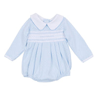 Lucas Classics Light Blue Smocked Collared Bubble