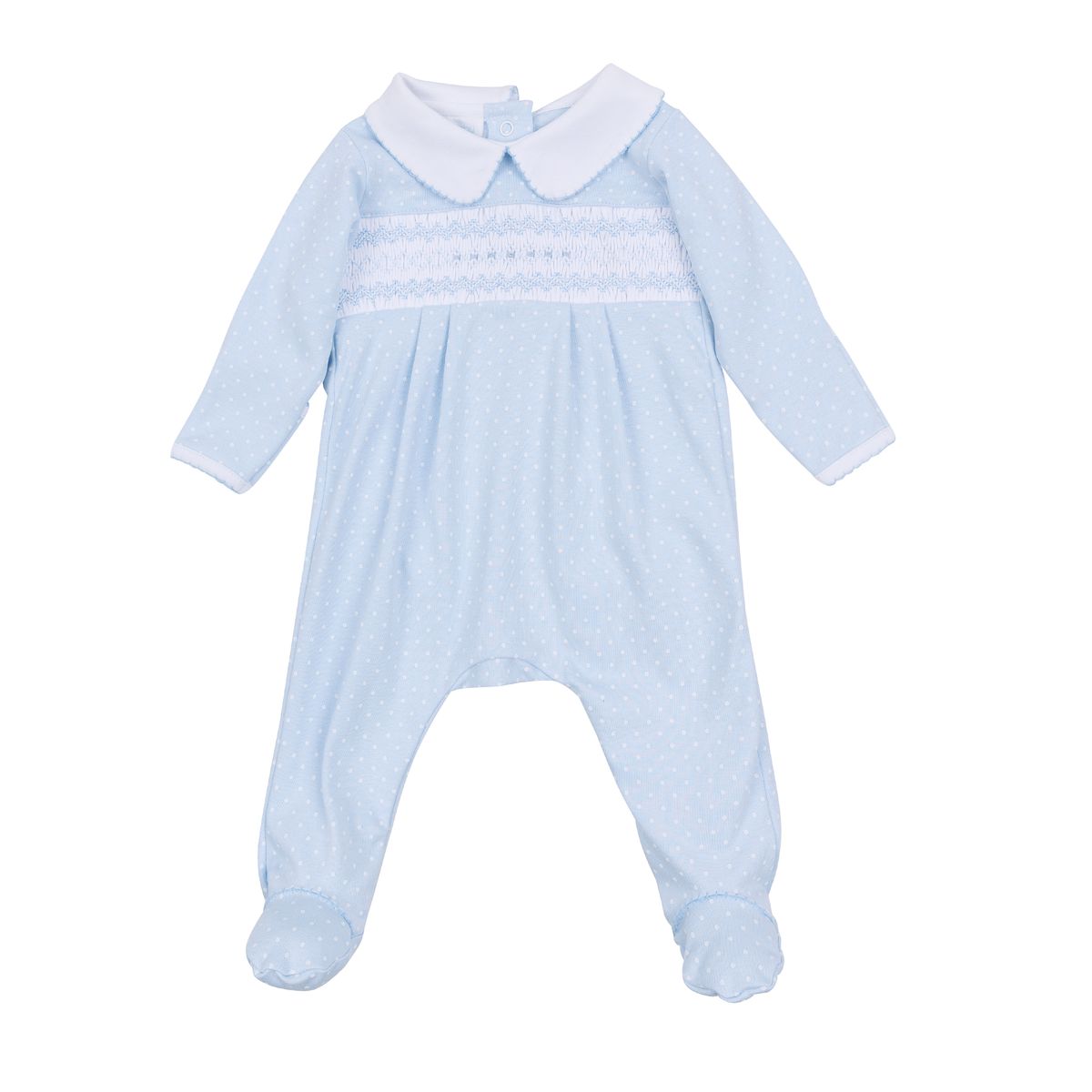 Lucas Classics Light Blue Smocked Collared Footie