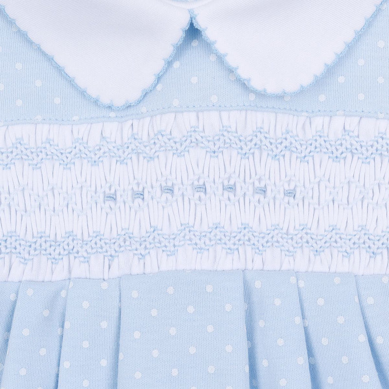 Lucas Classics Light Blue Smocked Collared Bubble