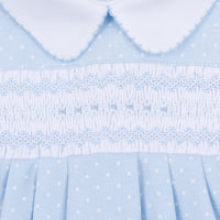 Lucas Classics Light Blue Smocked Collared Footie