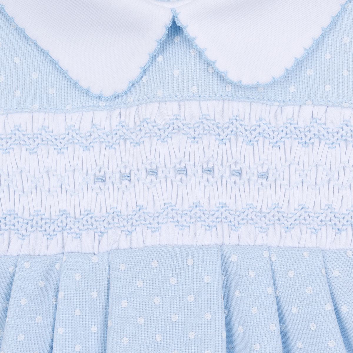 Lucas Classics Light Blue Smocked Collared Footie
