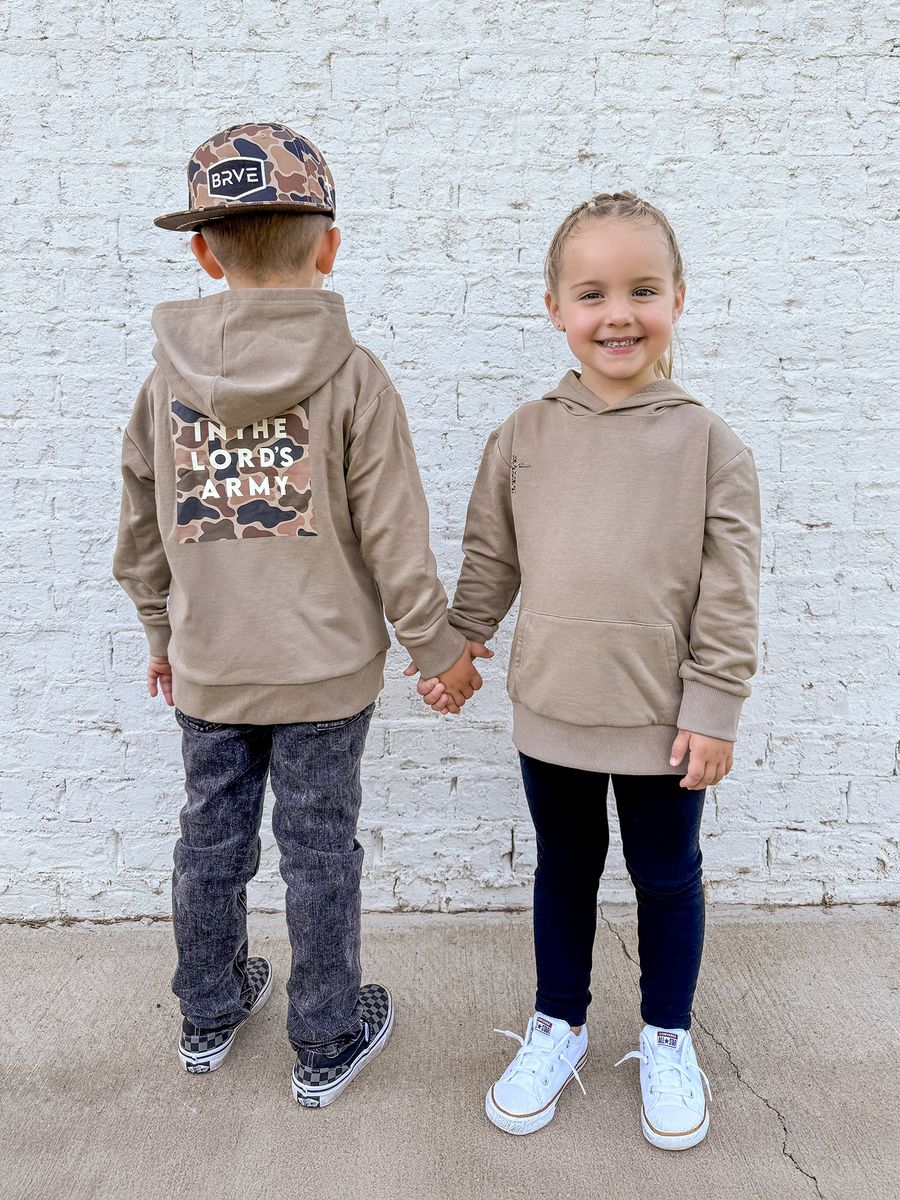 In the Lord's Army Tan Kids Hoodie