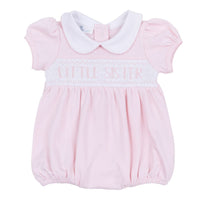 Little Sister Pink Smocked Collared Bubble