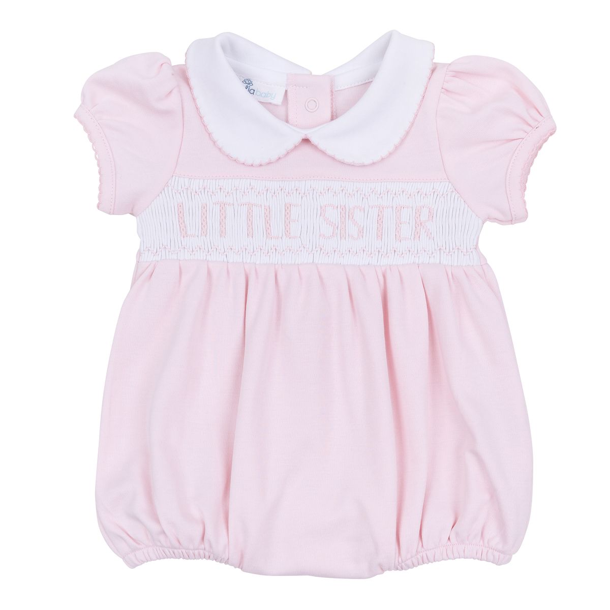 Little Sister Pink Smocked Collared Bubble