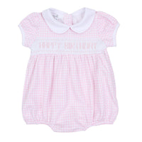 Birthday Classics Pink Smocked Collared Bubble