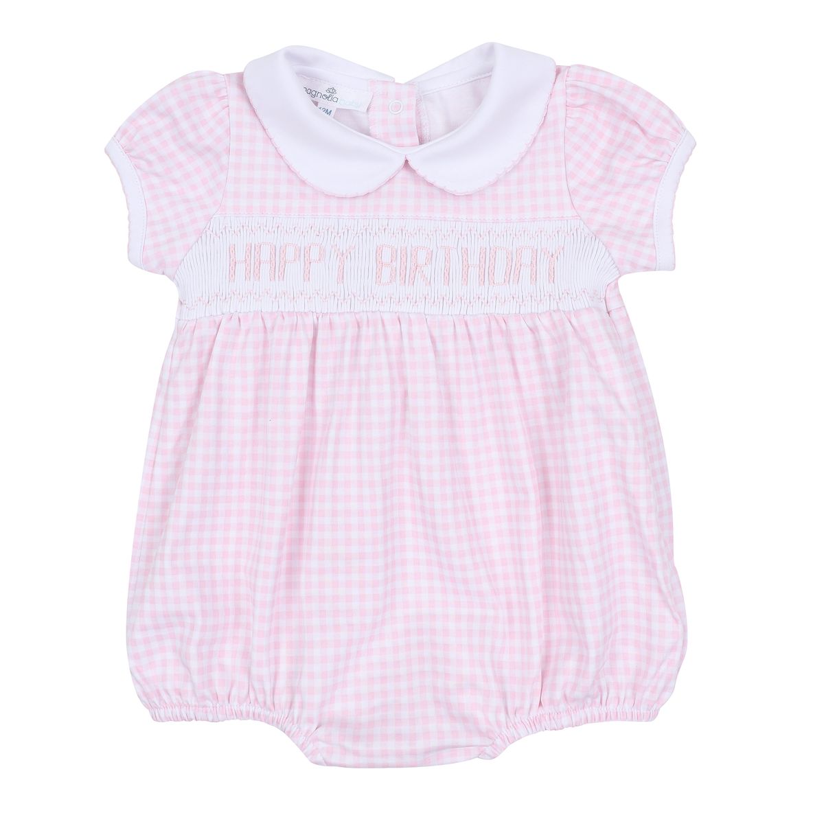 Birthday Classics Pink Smocked Collared Bubble