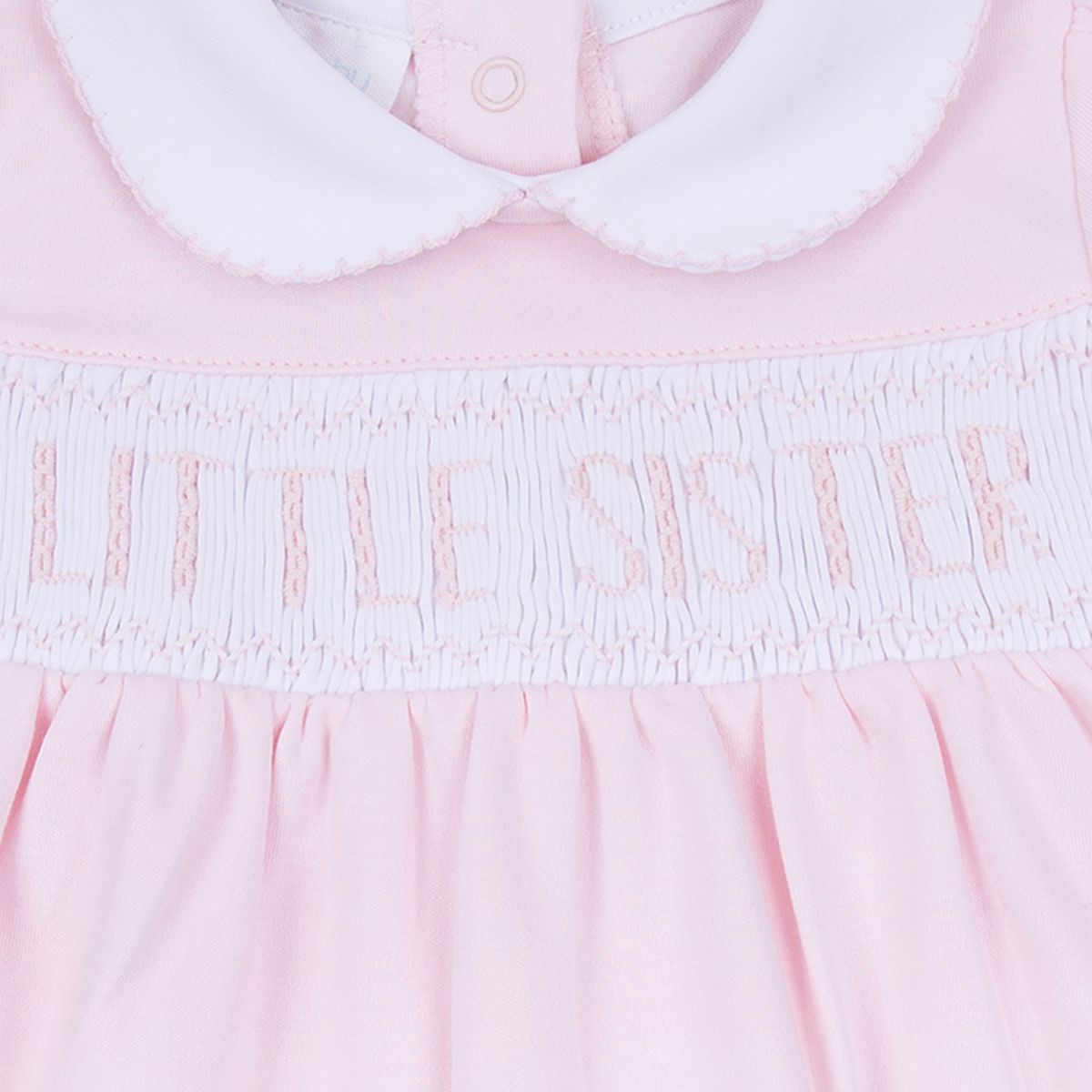 Little Sister Pink Smocked Collared Bubble