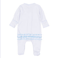 Prettiest in the Patch Sky Blue Ruffle Footie