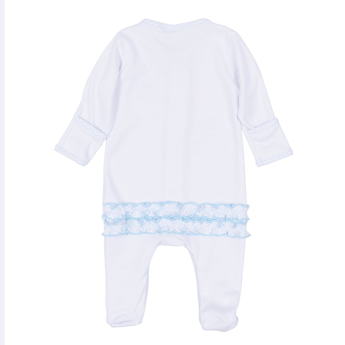 Prettiest in the Patch Sky Blue Ruffle Footie