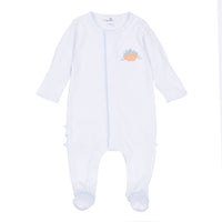 Prettiest in the Patch Sky Blue Ruffle Footie